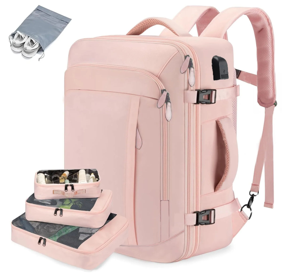 Expandable Travel Backpack with 4 Packing Cubes