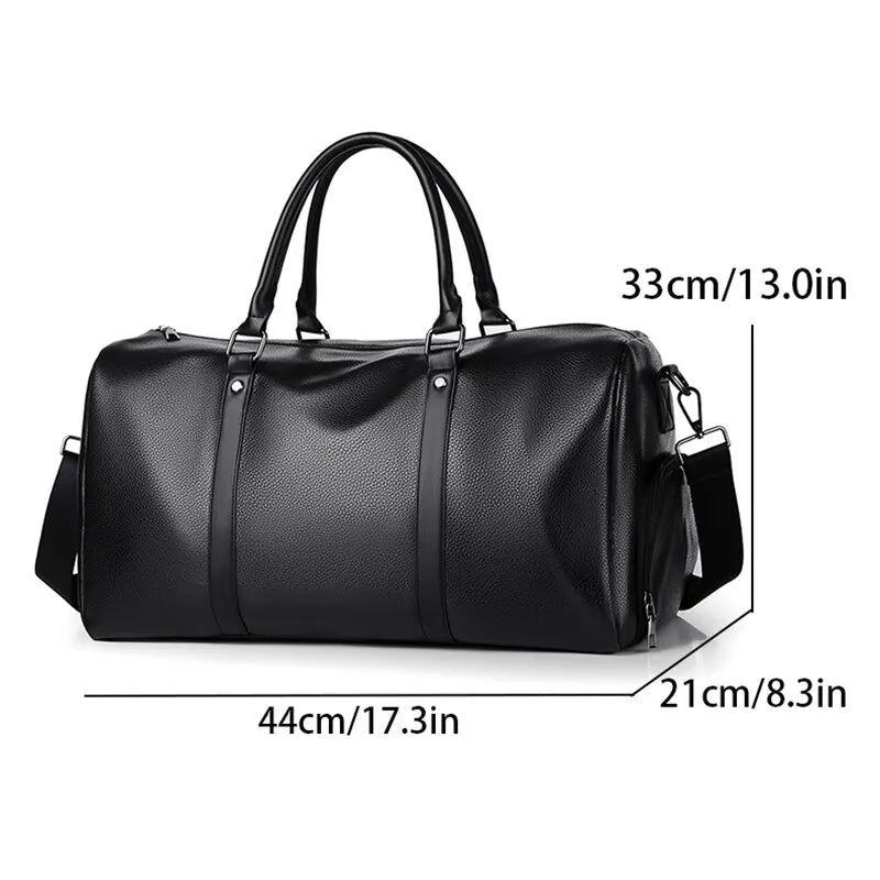 Retro PU Leather Weekender Duffel Bag with Adjustable Shoulder Strap