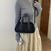 Vintage Croc-Embossed Mini Boston Bag with Dual Straps
