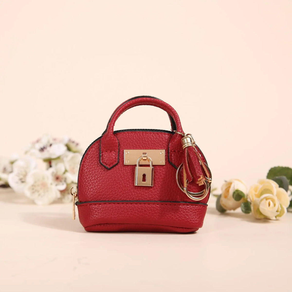 Mini Leather-Look Coin Purse with Keychain