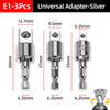 Hex Shank Socket Adapter Set for Power Drills (1/4, 3/8, 1/2 Inch)