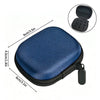 A dark blue portable storage case for insulin and peptide vials with a black zipper and a removable lid.
