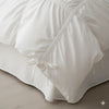 Washed Cotton Ruffle Bedding Set with Bow Ties – Pure White
