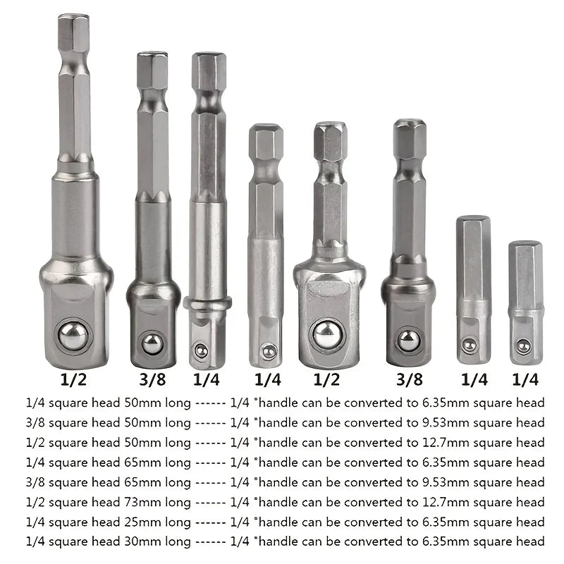 Impact Driver Socket Adapter Set with Hex Shank Extension