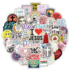 A collection of faith Bible verse stickers featuring various inspirational phrases and symbols.