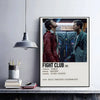 A framed movie poster of Fight Club featuring two men looking upwards against a dark background.