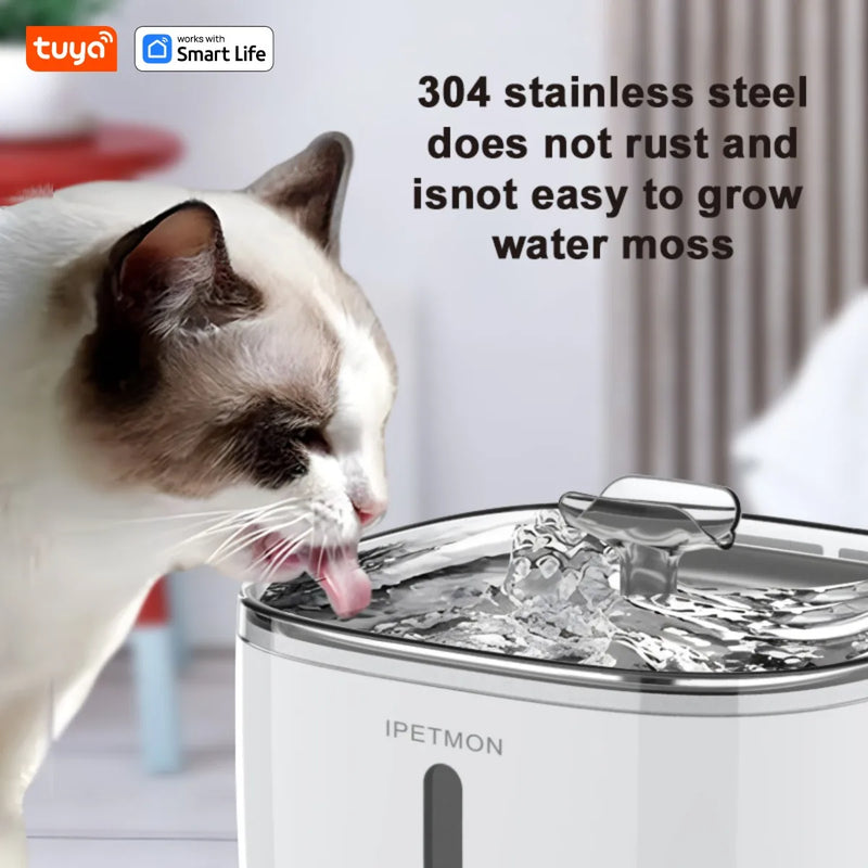 Smart Pet Water Fountain with Stainless Steel Bowl