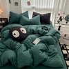 Solid Black Microfiber Duvet Cover Set with Pillowcases