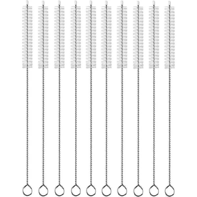 Reusable Straw Cleaning Brush Set with Stainless Steel Handles