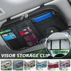 Black car visor organizer with multiple pockets for storing sunglasses and accessories