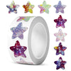 Roll of 500 glitter star stickers for crafts gifts and rewards in various colors