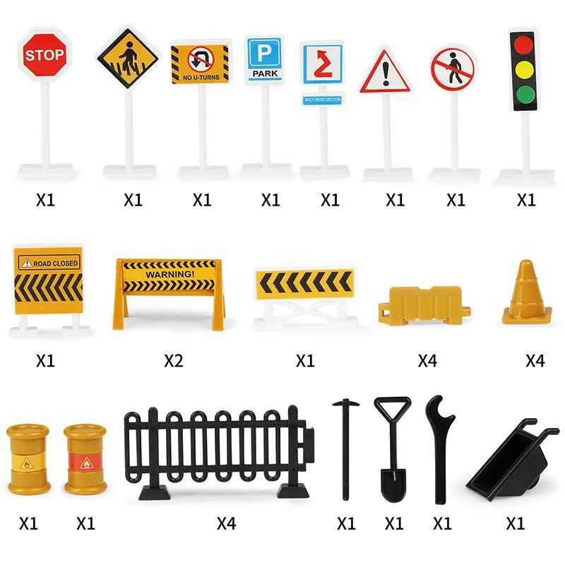 Set de 10 Vehículos de Construcción con Camión Almacenador