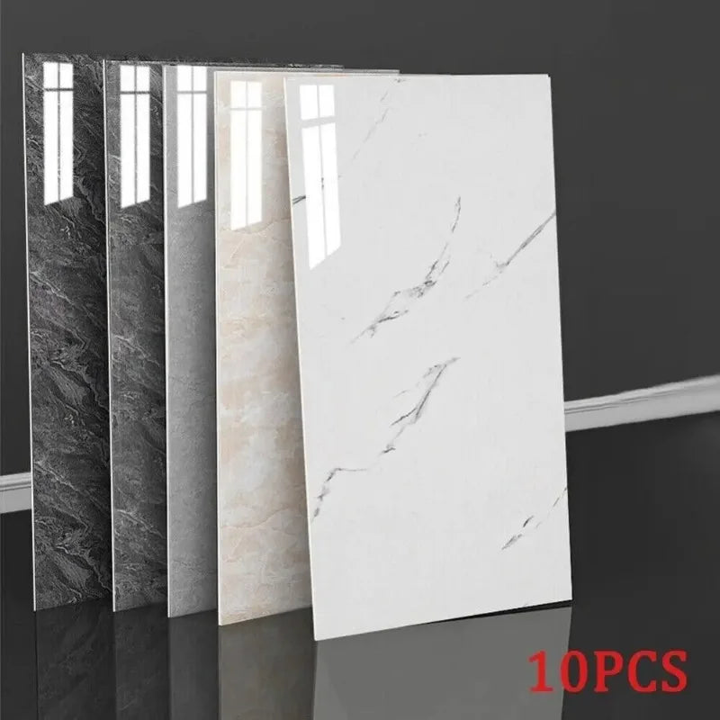 10-Pack Marble Tile Sticker Sheets - Peel-and-Stick 30 x 60 cm, Waterproof PVC Tiles