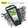 Ratcheting Spanner Set with Flexible Head – 72-Tooth Design