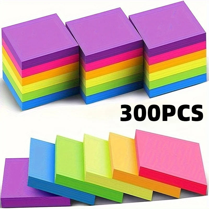 Vibrant Neon Self-Adhesive Sticky Notes for Organization