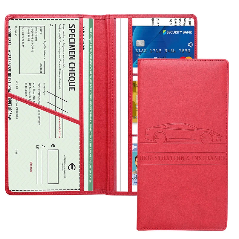 Leather Car Document Organizer with Card Holder