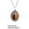 Vintage Tiger Eye Plant Pendant Necklace