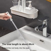 A flexible drain cleaning brush extends about 45cm into a sink pipe.