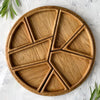 Round Wooden Serving Tray with 8 Removable Compartments