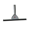 A silver multi-purpose glass cleaning squeegee with a silicone blade and handle.
