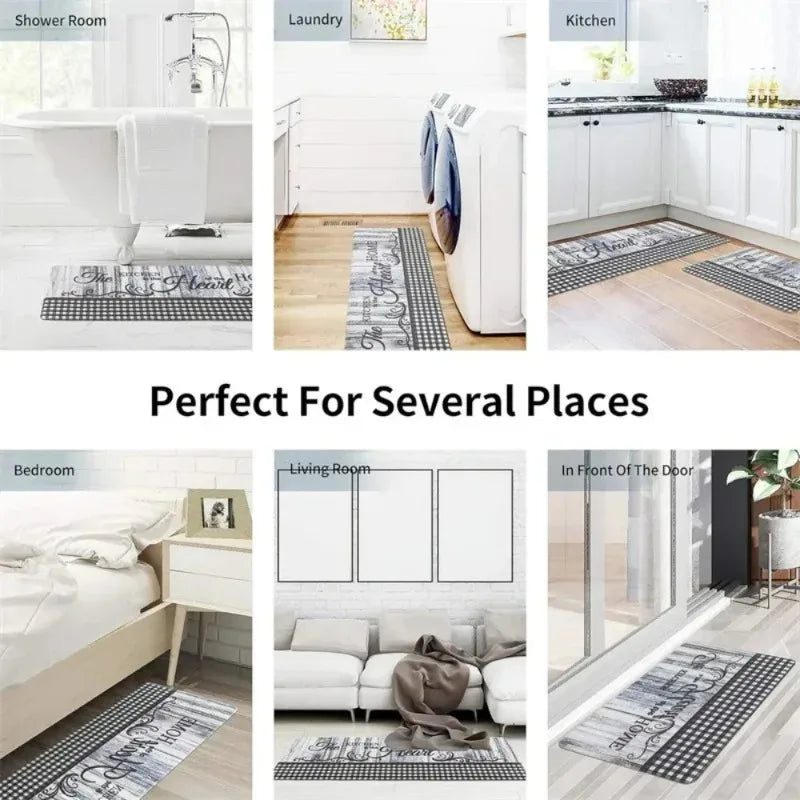 Soft Floral Non-Slip Runner Mat for Kitchen, Entryway & Bathroom