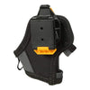 Black compact drill holster with an orange clip and bit pockets