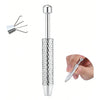 Stainless steel piercing ball grabber tool kit with a long needle and a small gripping tool.