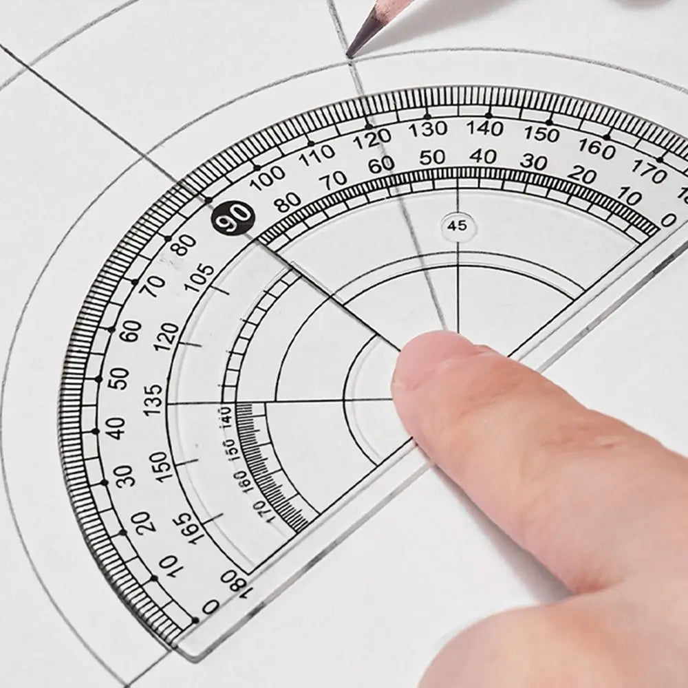 8-Piece Geometry Set – Transparent Rulers, Protractor, Compass & Eraser