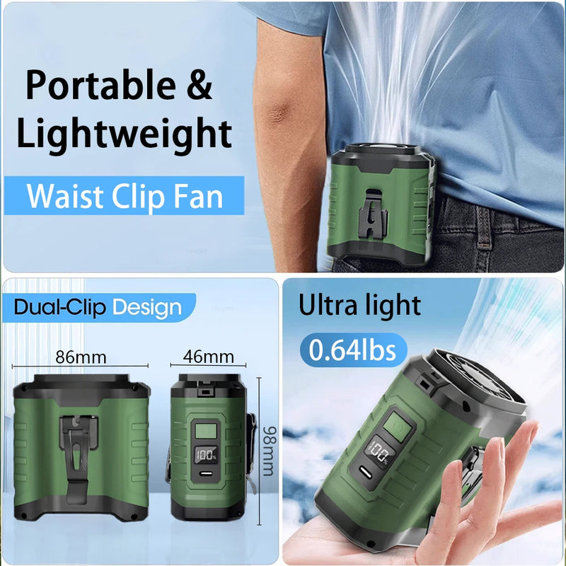 Ventilateur de Taille Portable et Rechargeable avec Batterie Externe 10000mAh
