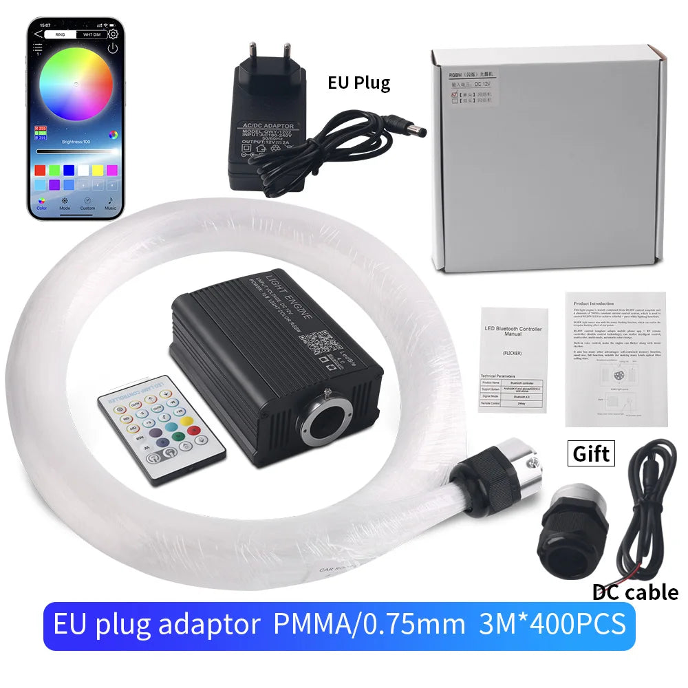 16W Starry Sky Fiber Optic Car Ceiling Light with Music Sync