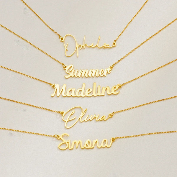 Personalized Cursive Name Necklace in Stainless Steel