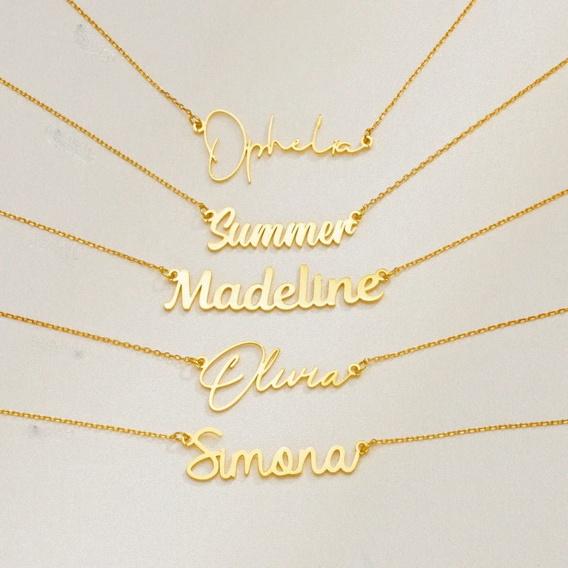 Personalized Cursive Name Necklace in Stainless Steel