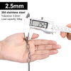 A hand holds a digital scale measuring a stainless steel chain, demonstrating its load capacity.