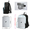 A black backpack and a silver pencil bag set for school or travel.