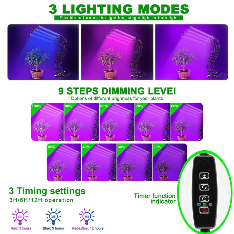 USB-betriebenes LED-Pflanzenwachstumslicht mit Timer und Dimmfunktion