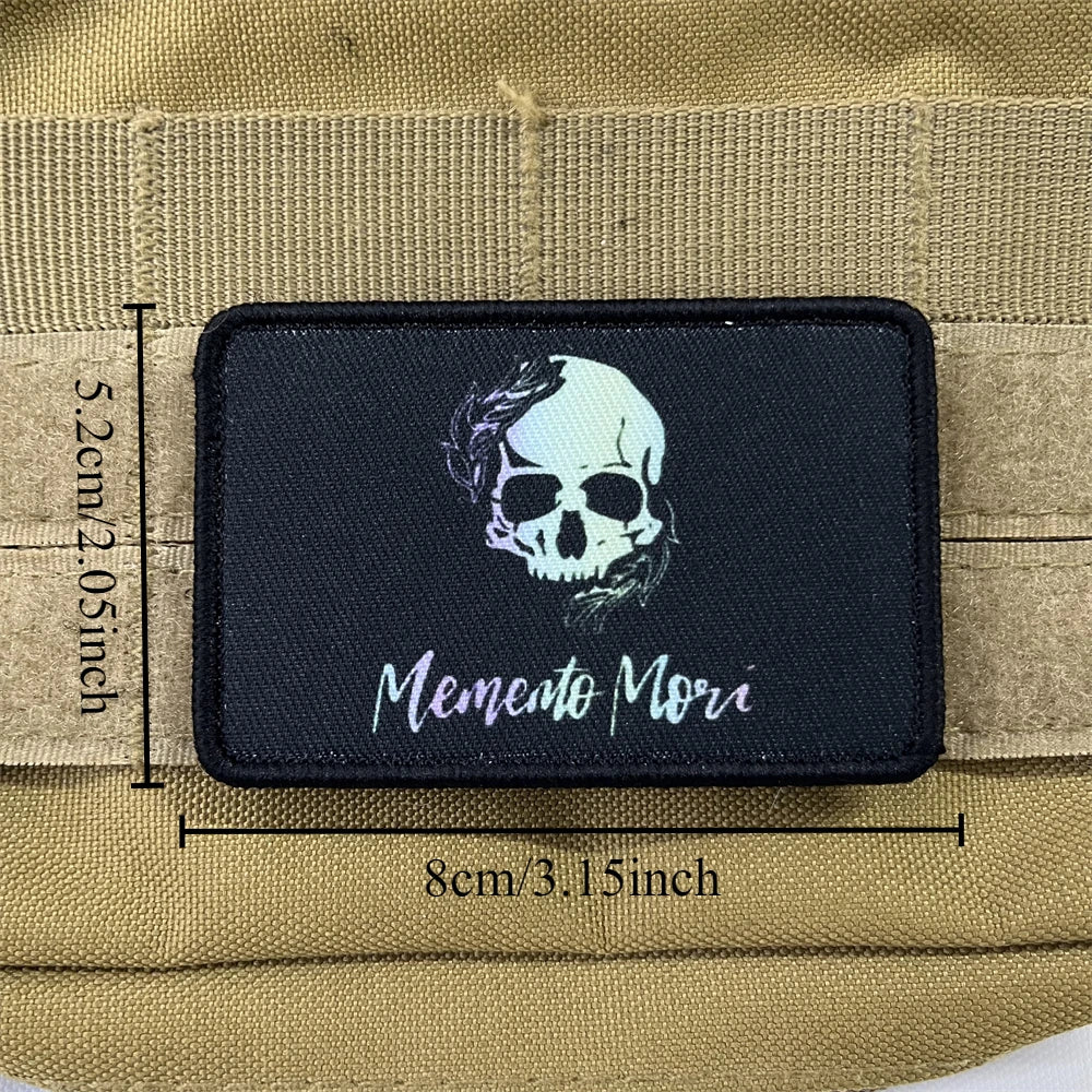 Memento Mori Skull Tactical Morale Patch with Hook and Loop Backing