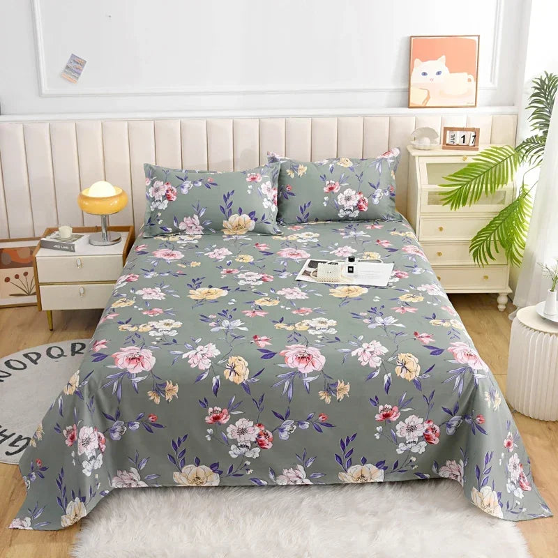 Red Floral Printed Flat Bed Sheet – Soft & Breathable