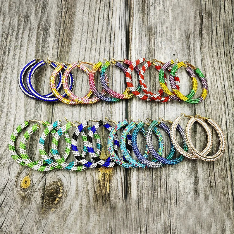 Rainbow Crystal Hoop Earrings