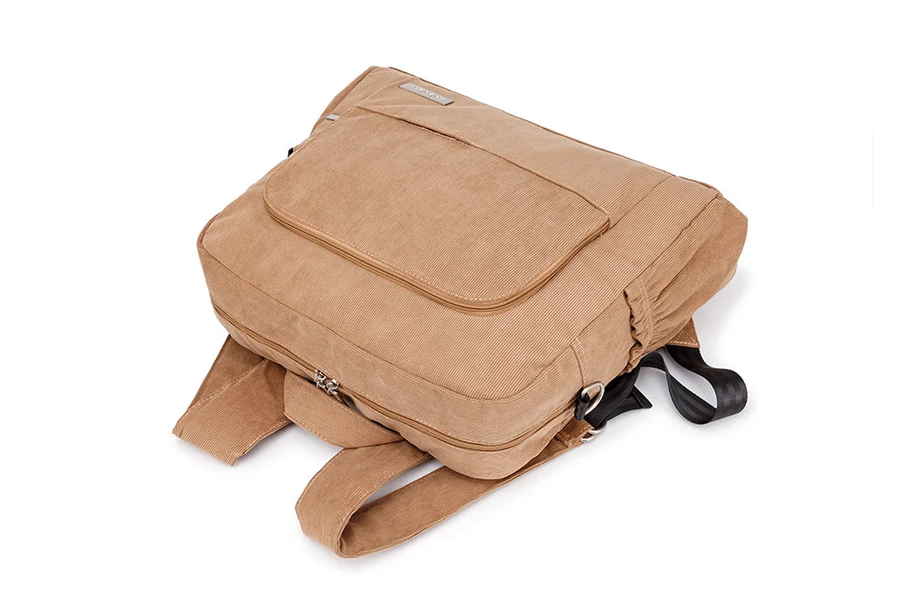 Soft Corduroy Diaper Backpack with Large Capacity