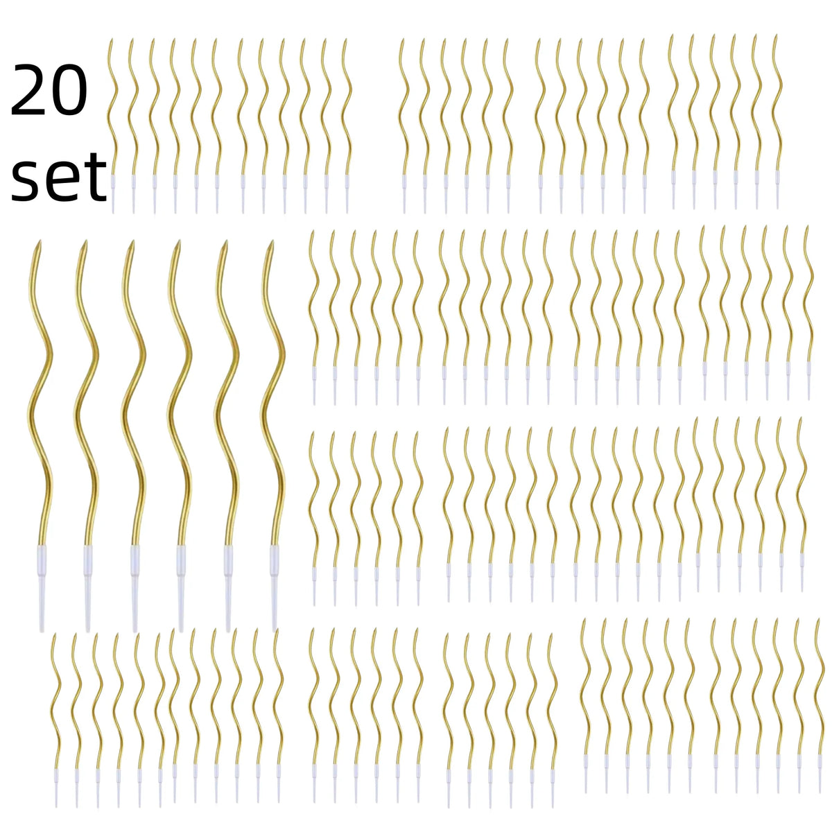 Spiral Birthday Cake Candles, Set of 6 Long Thin Decorative Candles for Cakes and Desserts