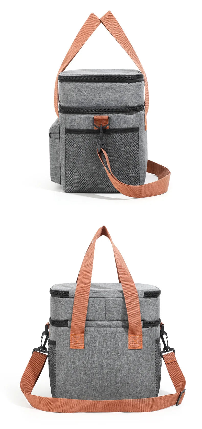 Insulated Double-Layer Lunch Tote with Shoulder Strap