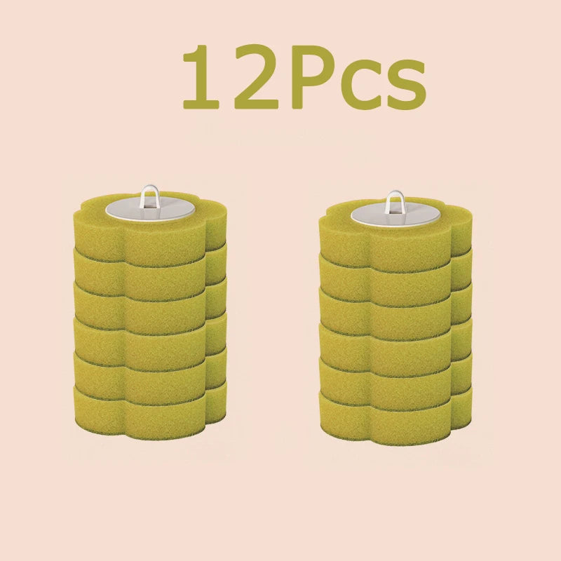 Twelve disposable toilet brush and holder sets in a moss green color.