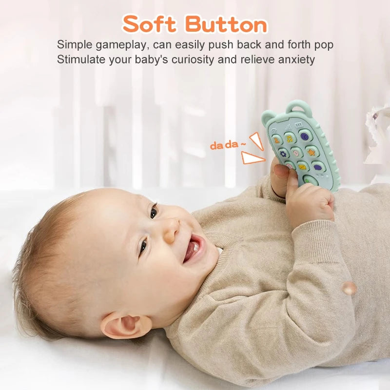 Baby Teething Gloves with Cartoon Bear Design