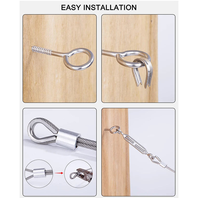 Pvc-Coated Steel Wire Rope Clothesline Kit with Hardware