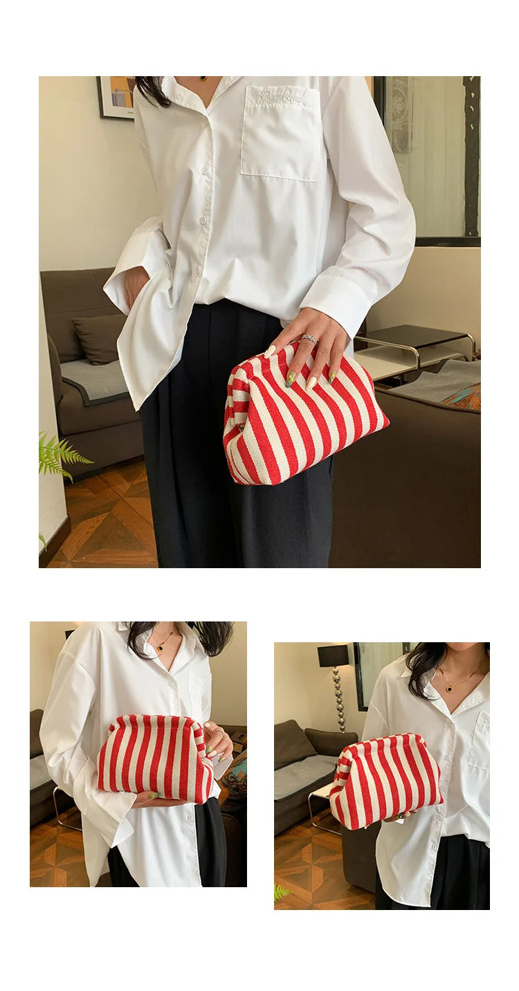 Woven Crochet Hobo Handbag with Colorblock Design