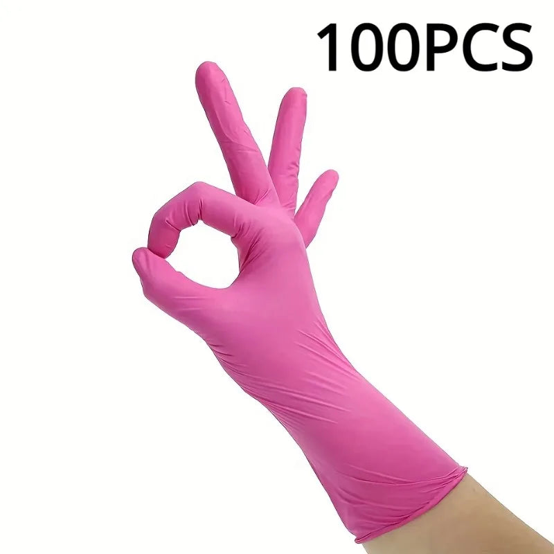 Pink Nitrile Disposable Gloves – Latex-Free, Waterproof, Multi-Purpose Cleaning & Household Protection
