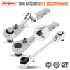 Compact Double-Ended Ratchet Wrench with Quick-Release Sockets