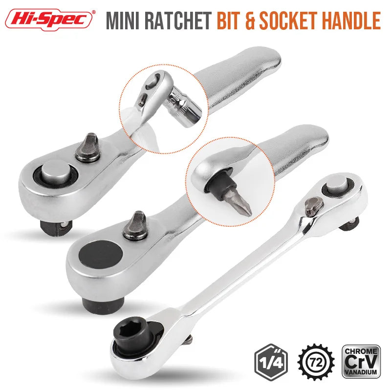 Compact Double-Ended Ratchet Wrench with Quick-Release Sockets