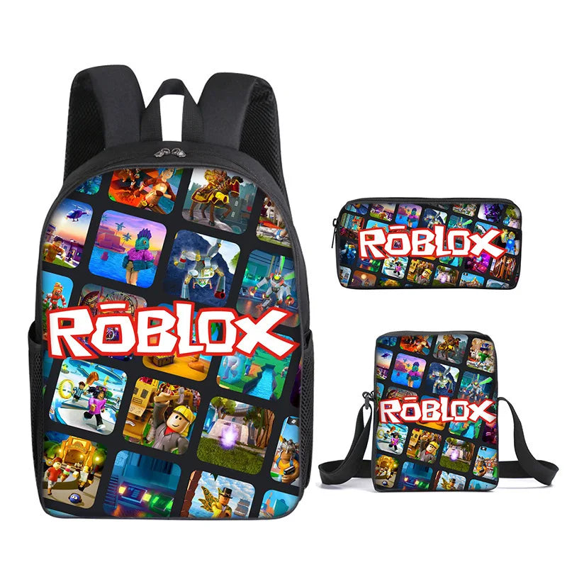 Roblox-Inspired 3-Piece Canvas Backpack Set