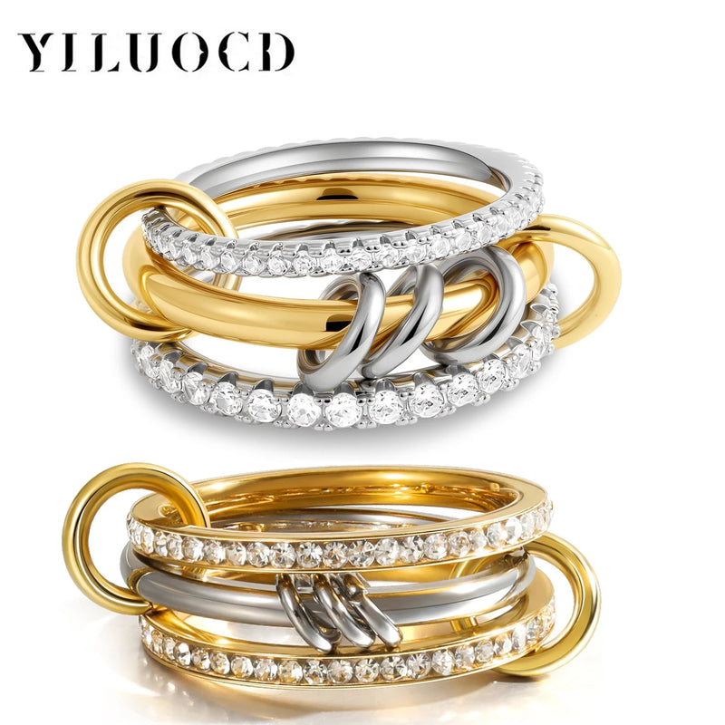 Stainless Steel Cubic Zirconia Stackable Rings